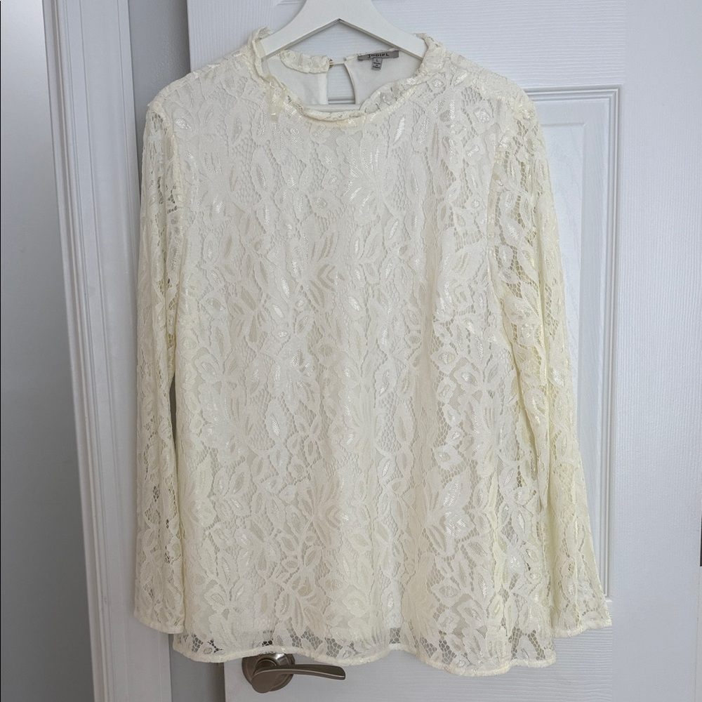 JODIFL Ivory Lace Long-Sleeve Blouse